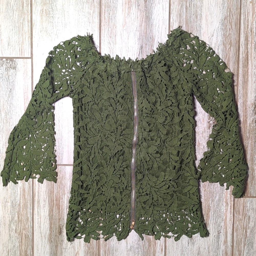 Fairycore Olive/Moss Green Layered Top - Picture 5 of 9